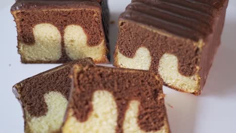 slice of marble cake studio shot, selective focus