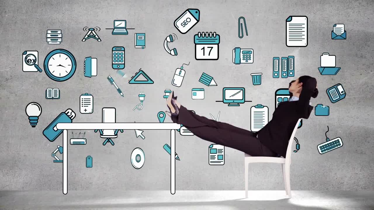 Smiling businesswoman relaxing herself