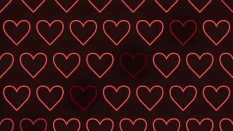 amor en zigzag un patrón repetitivo de corazones rojos sobre un fondo negro