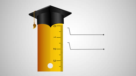 rule with graduation hat and statistics infographic animation