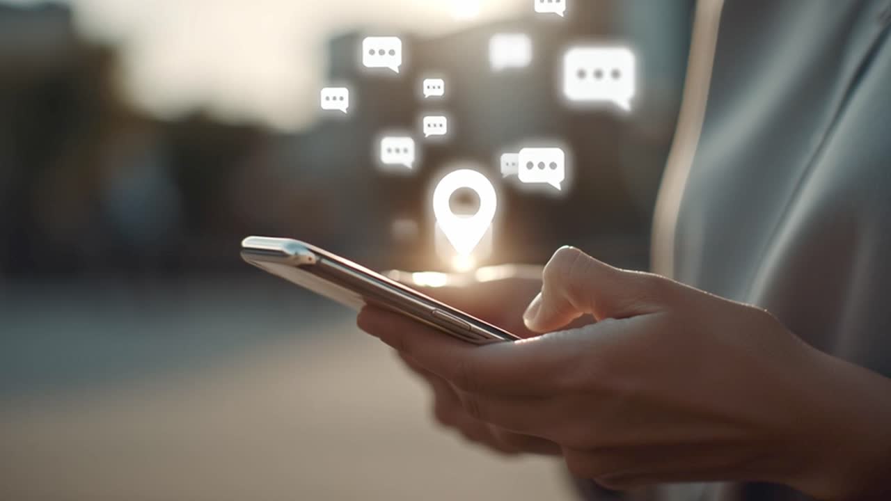Person using a smartphone for communication and location services