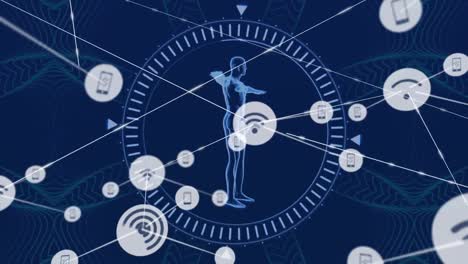 animation of network of connections with icons over human body