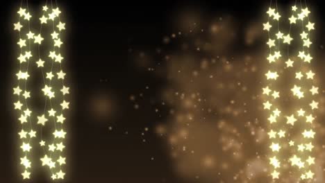 animación de estrellas de luz colgantes con brasas brillantes flotando en un fondo oscuro