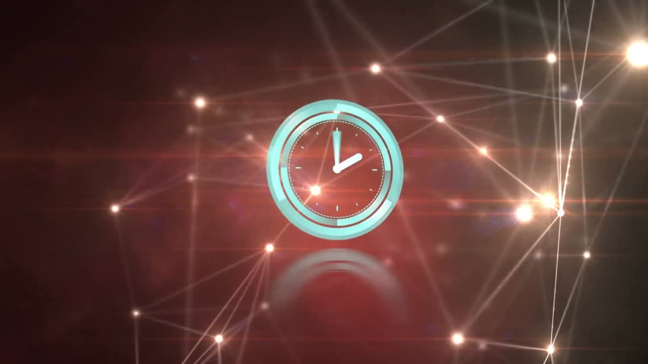 Animation of network of connections over clock moving fast