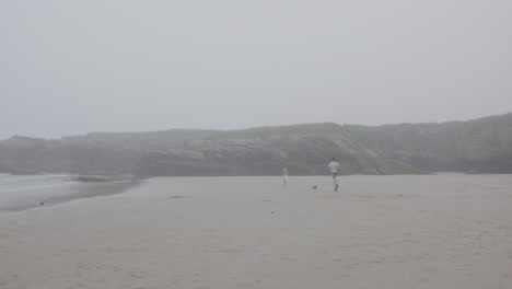 foggy beach walk