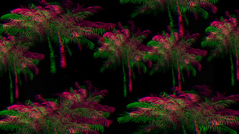 animación de palmeras sobre un fondo negro