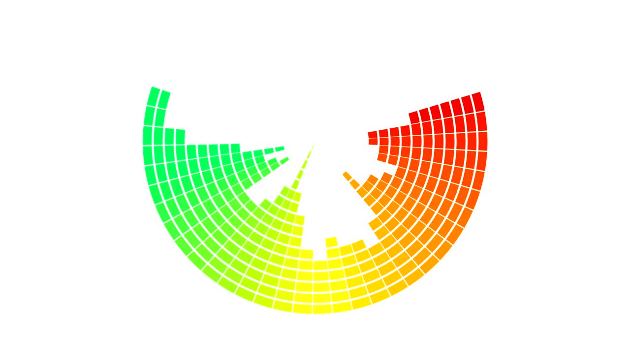 Motion graphics di misuratori audio multicolore.