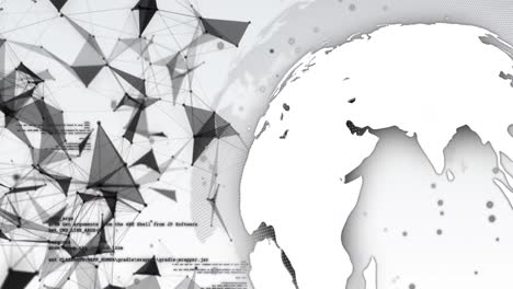 animación del procesamiento de datos a través de redes y globo