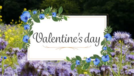 Animation-of-valentines-day-with-garden-on-background