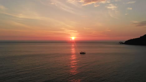 best sunset over ocean in cambodia, koh rong sland, aerial drone view