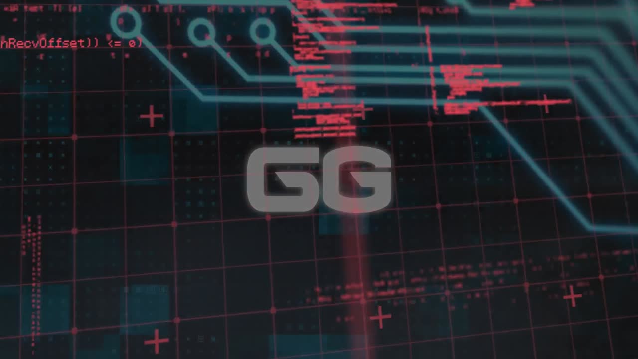 animación de círculos giratorios y sobre procesamiento de datos en espacio azul y negro