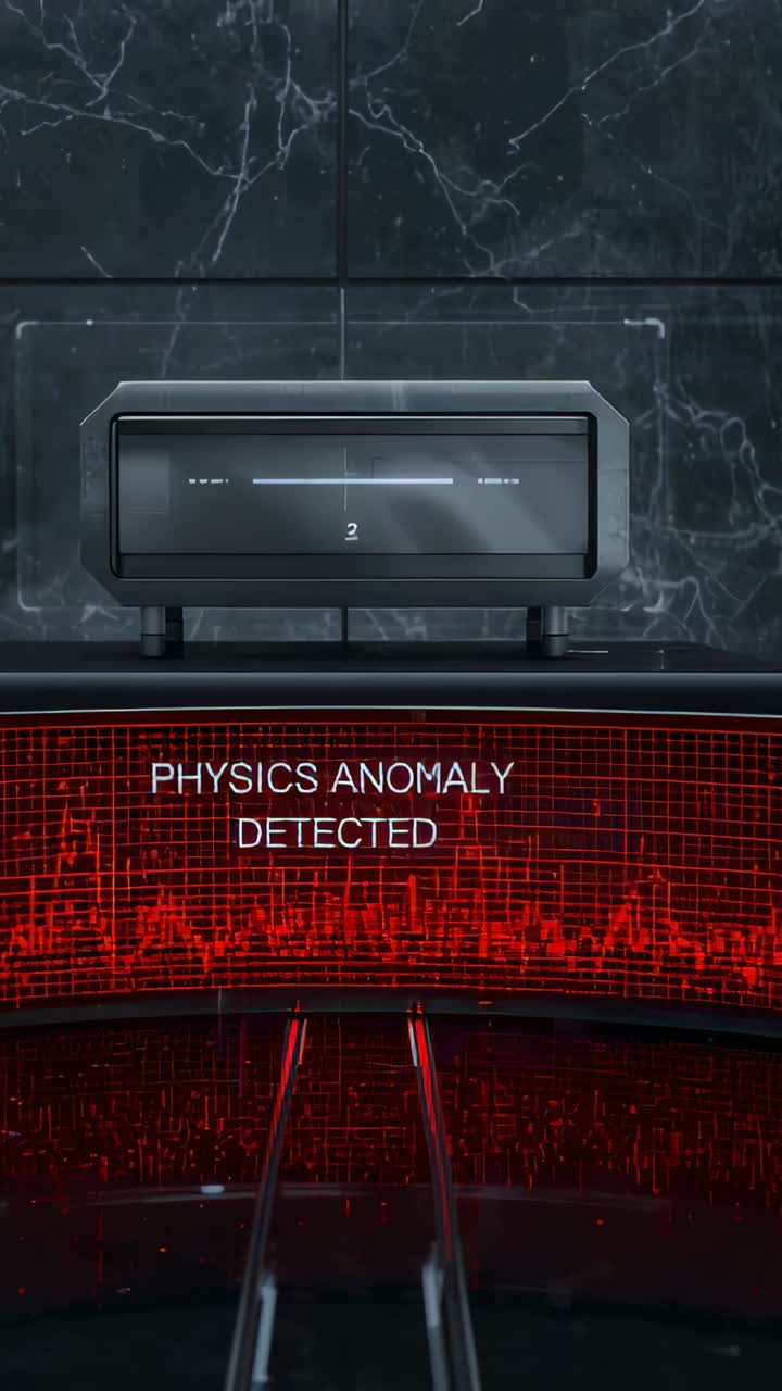 Vertical video: Receiving anomaly alert, console pulsing red bar and updating waveform at lab bay
