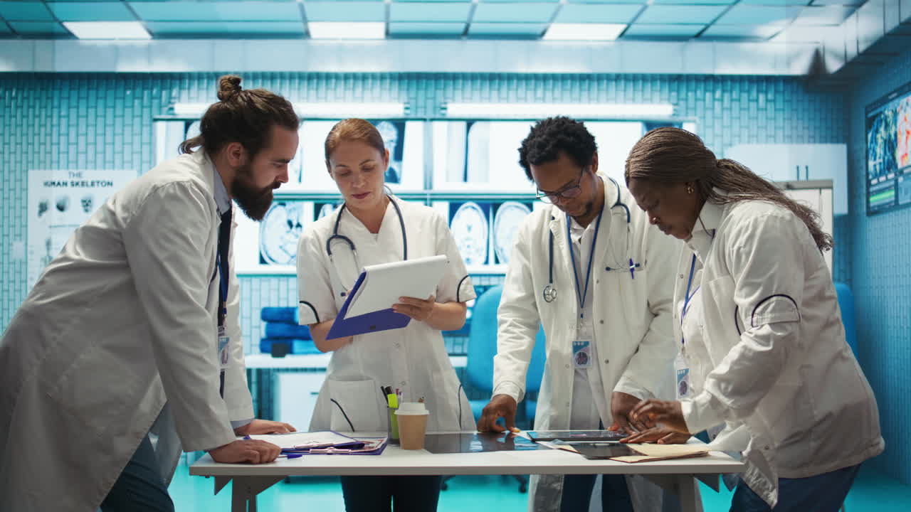 Medical team collaborating on patient diagnostics