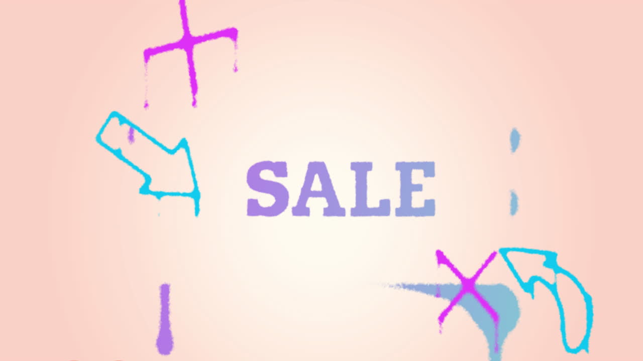 오렌지색 배경에 판매 텍스트와 패턴의 애니메이션