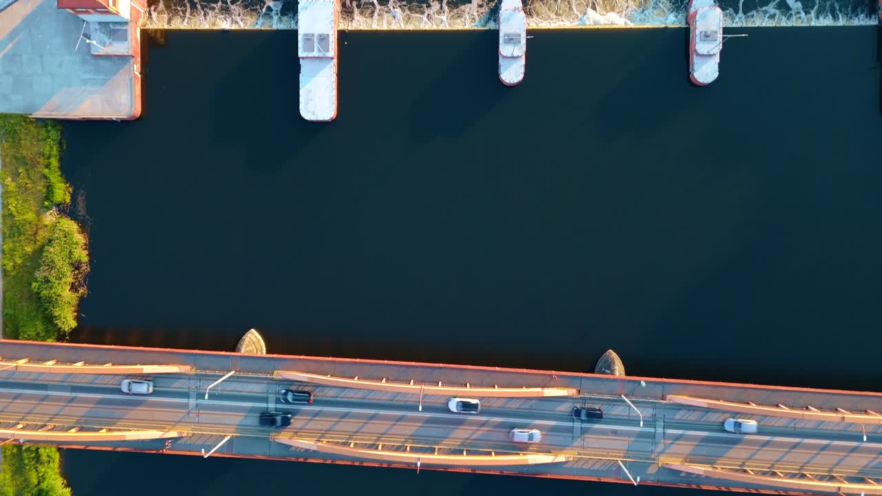 River Dam Flooding Controls, Bridge Crossing Journeys, Top-Down View