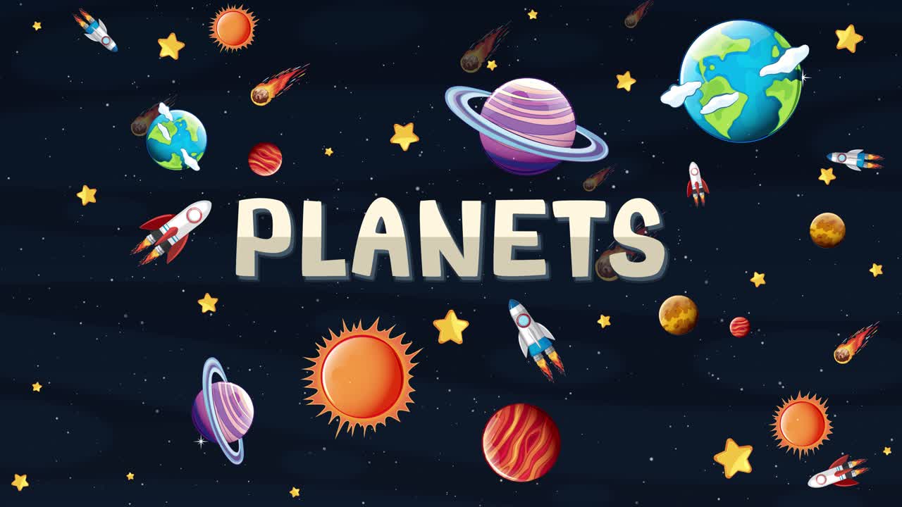Värikkäitä planeettoja kiertämässä ja pyörimässä avaruudessa