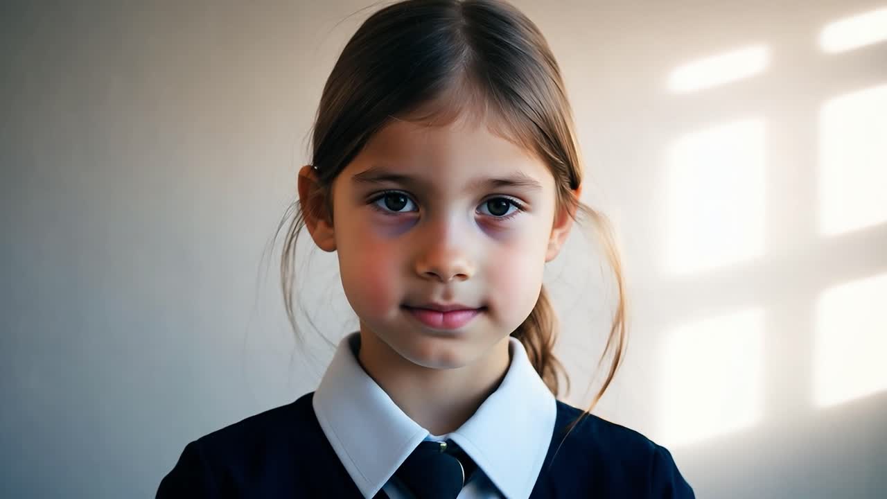 портрет юной школьницы с улыбкой