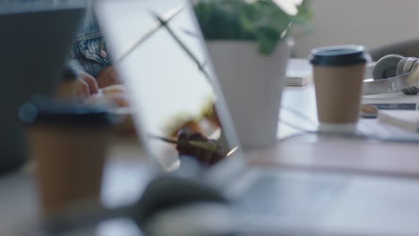 close up hands  business woman brainstorming thinking of creative ideas in office meeting planning strategy