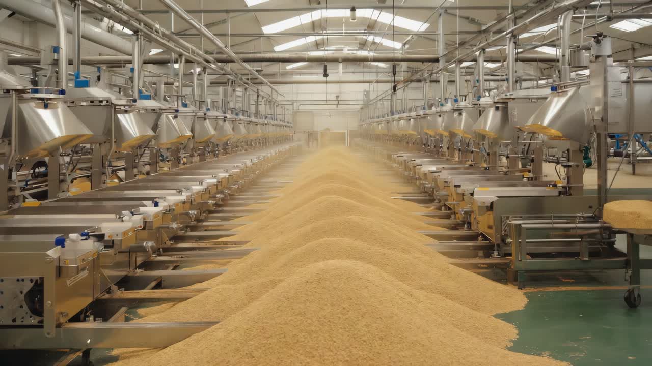 Rice Processing in an Industrial Factory