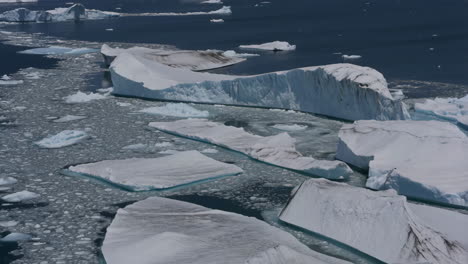 aerial view of majestic icebergs and expansive sea ice in a polar ocean