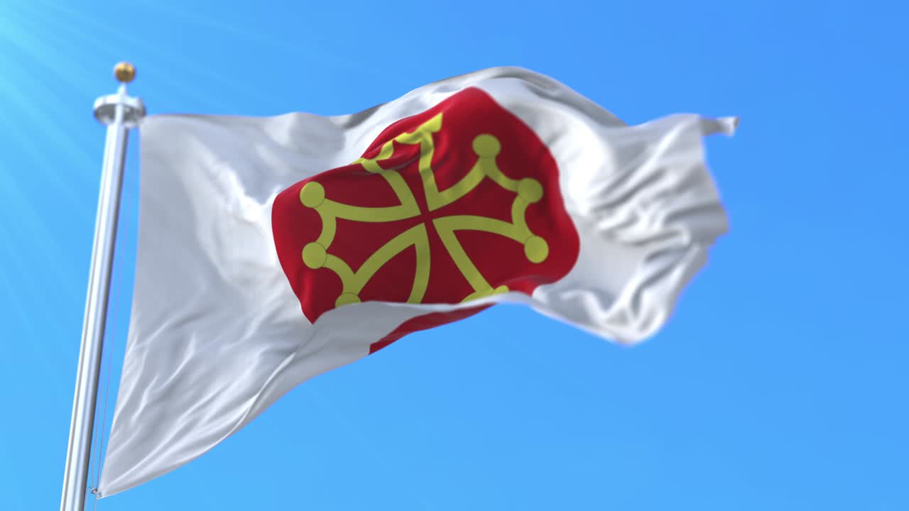 bandera del departamento de hérault en la región de occitania, francia.