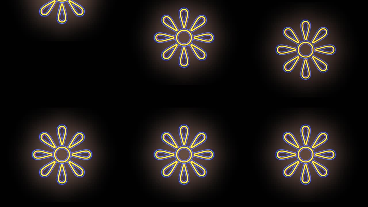 행 3에서 펄스 네온 노란색 추상 여름 꽃 패턴