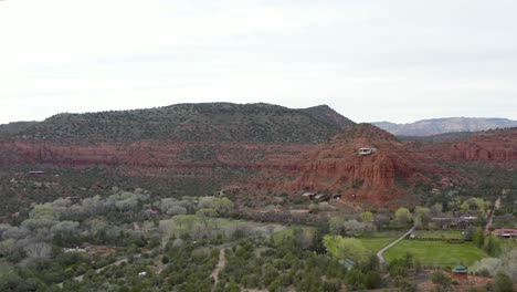 red rock cliffs in beautiful sedona, arizona landscape, aerial