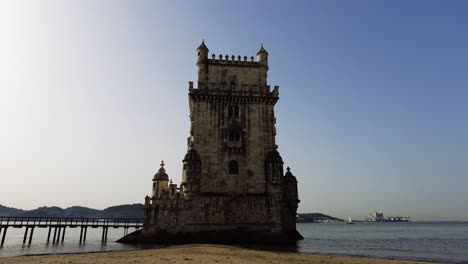 belem tower - unesco world heritage site on the banks of tagus river in lisbon, portugal