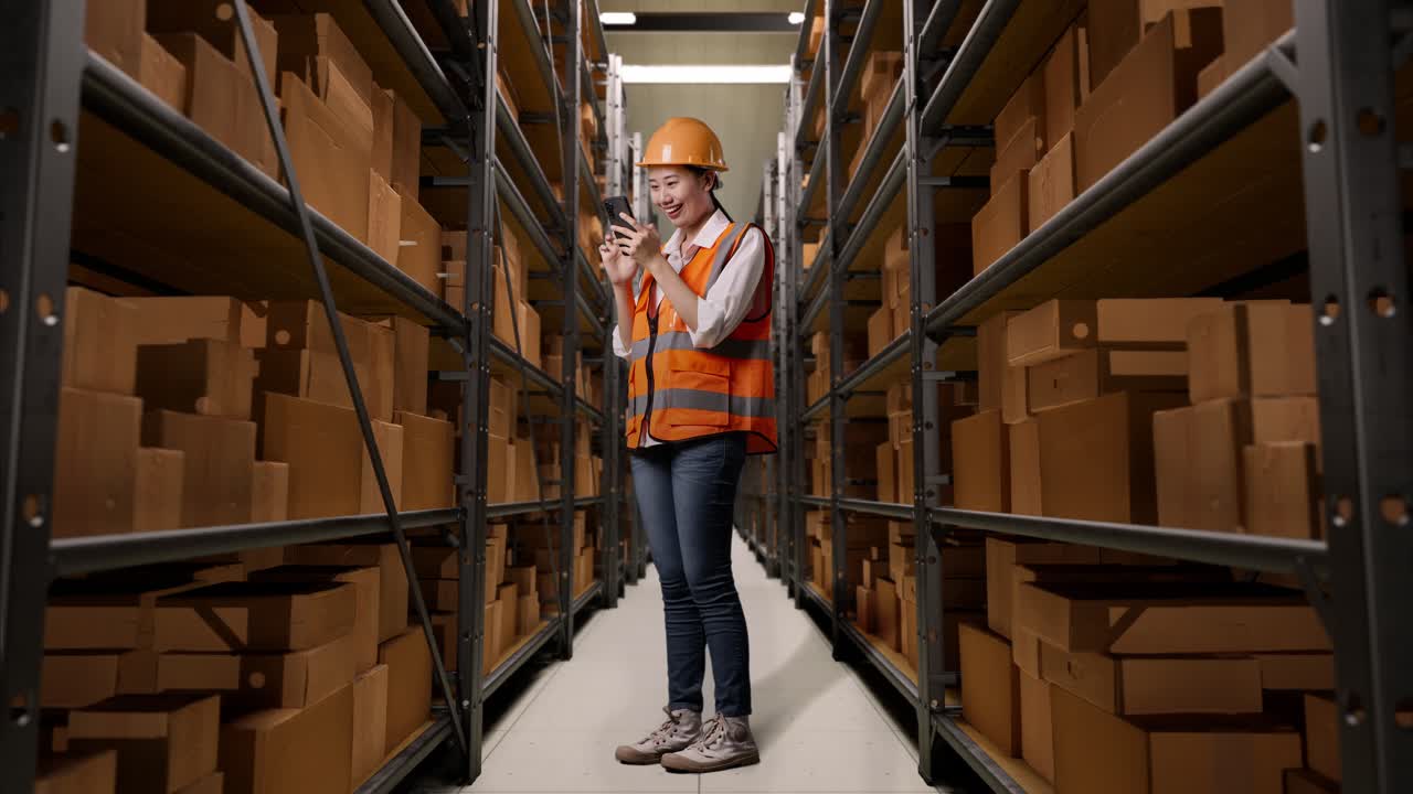 trabajador de almacén que utiliza un dispositivo móvil