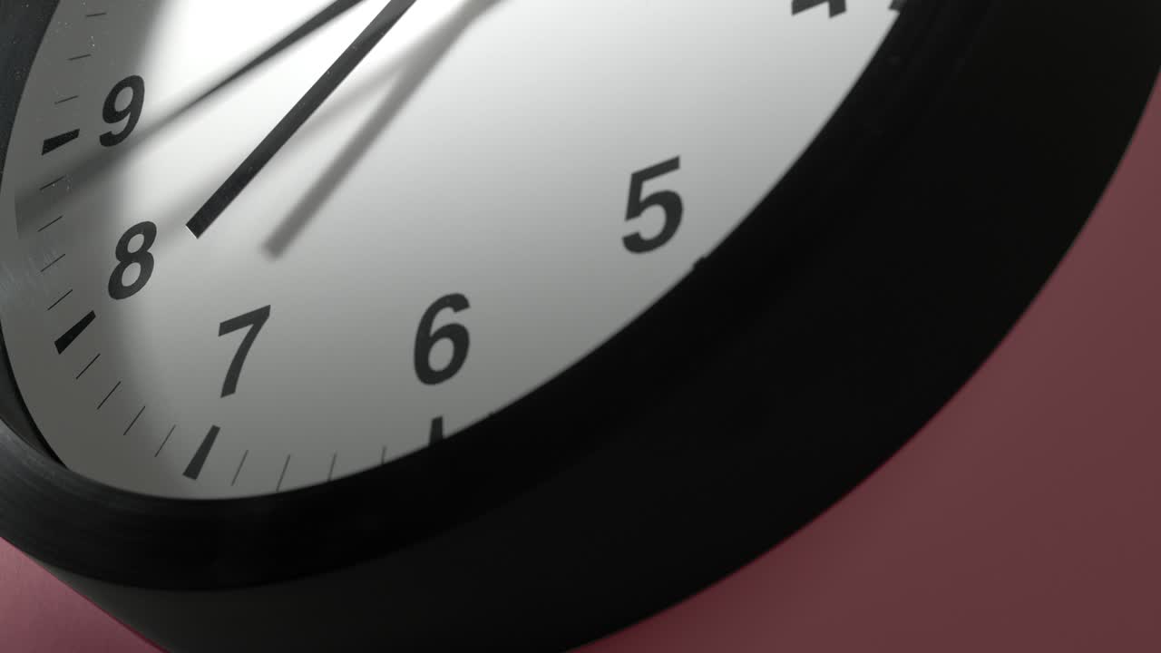 Clock Face on Rosy Rose Pink Wall in Time Lapse