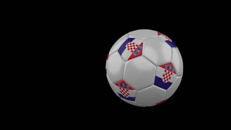 croatia flag on flying soccer ball on transparent background, alpha channel