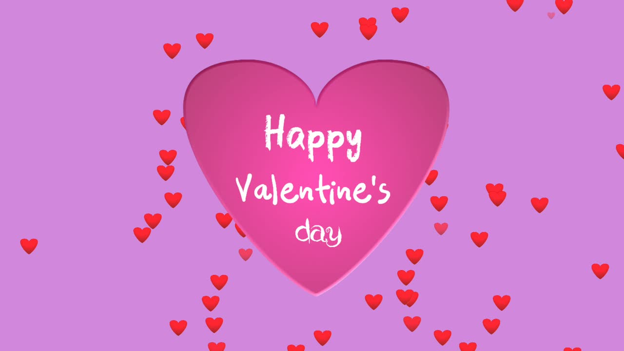 Animazione di icone pop-up Cuori d'Amore su sfondo rosa magenta