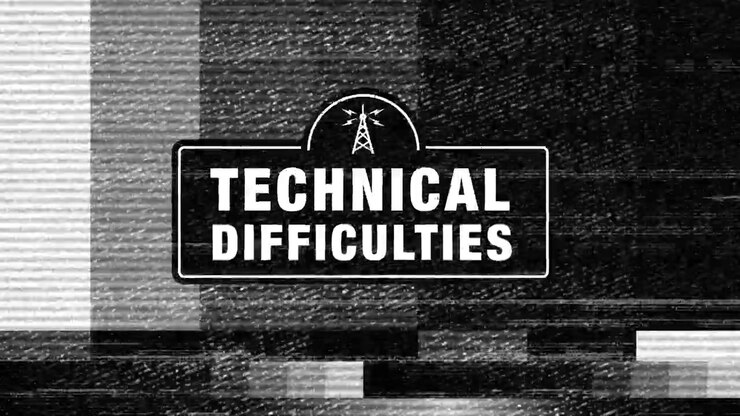 Animated Technical Difficulties Screen with Glitch Effect