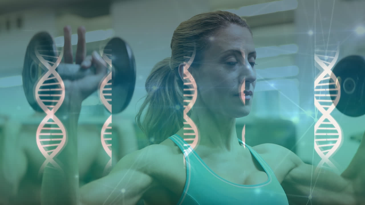 건강한 백인 여성에 대한 의료 데이터 처리 애니메이션