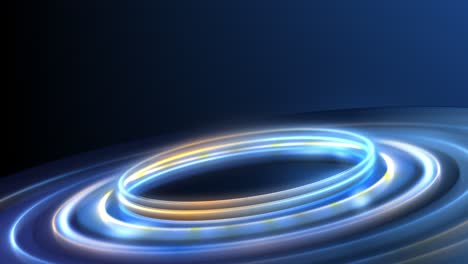 abstract glowing blue and yellow rings on dark background