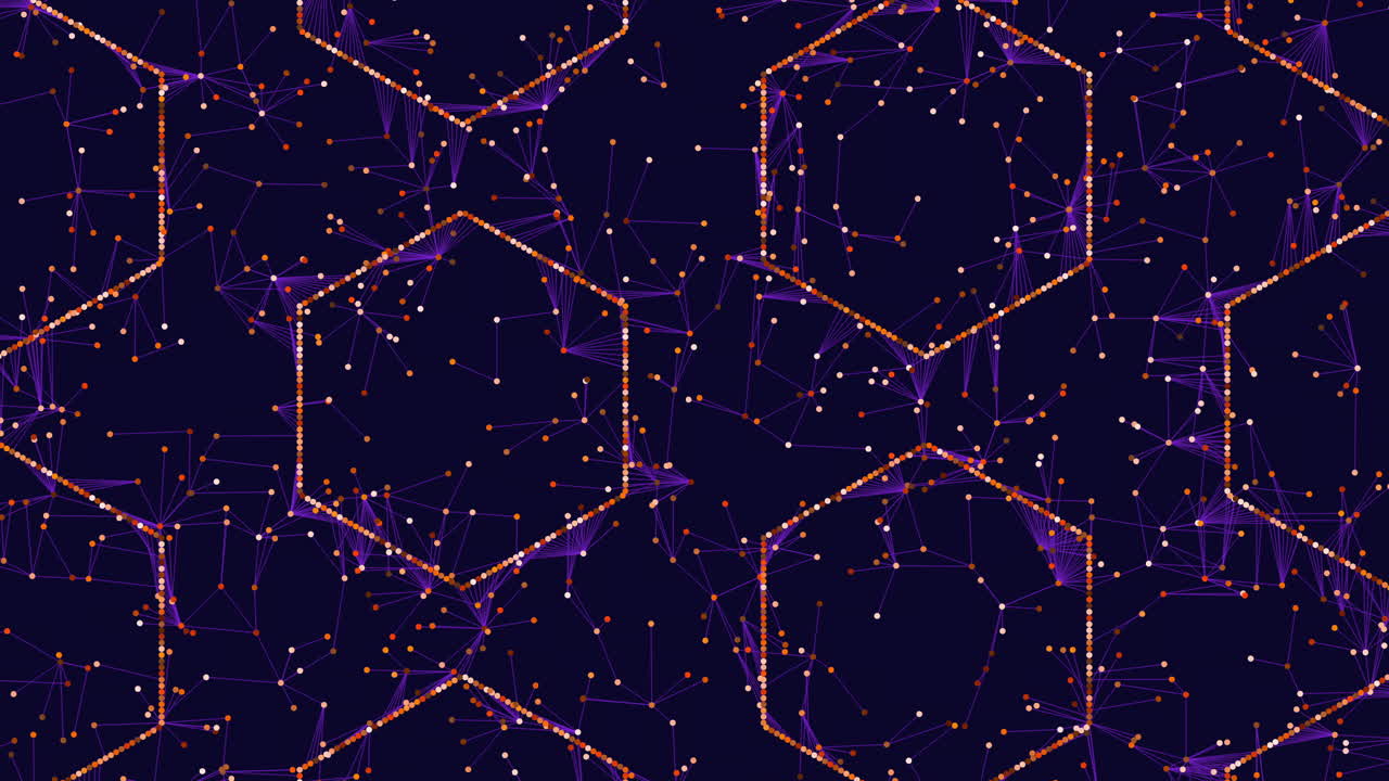 cuadrícula hexagonal de tonos púrpura y azul patrón superpuesto