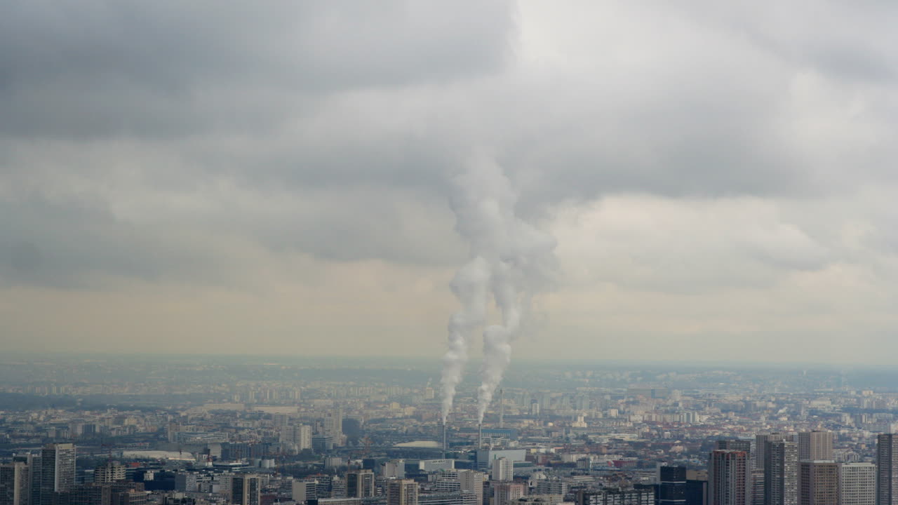 Premium Stock Video Smoke Stack Far 01