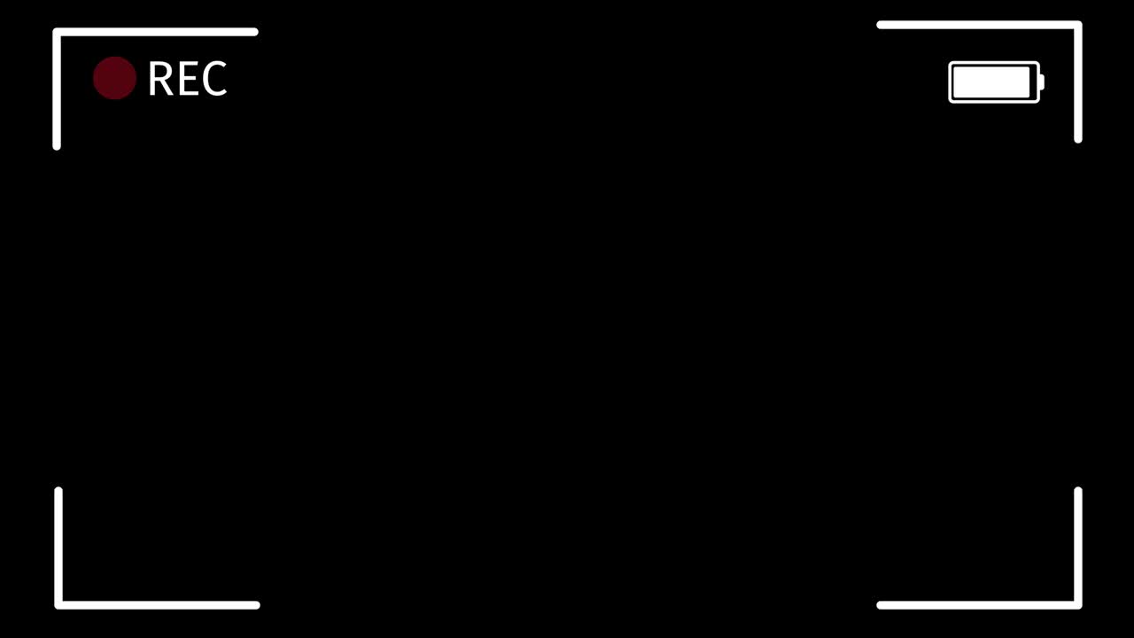 Camera recording screen, viewfinder on black background
