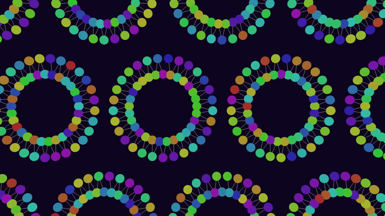 파란색, 초록색, 노란색, 오렌지색 으로 활기차고 눈에 띄는 원 모양