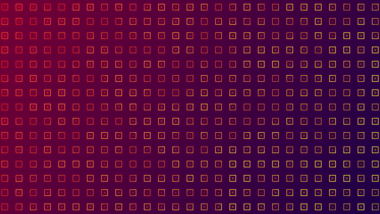Animation of multiple rows of abstract shapes on purple and pink background