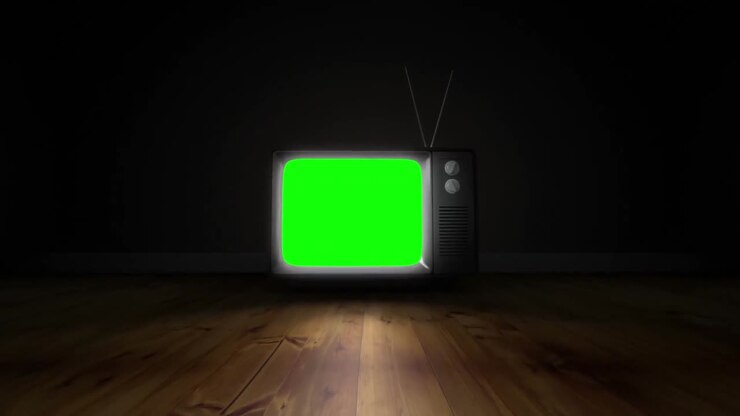 Old fashioned tv with green screen