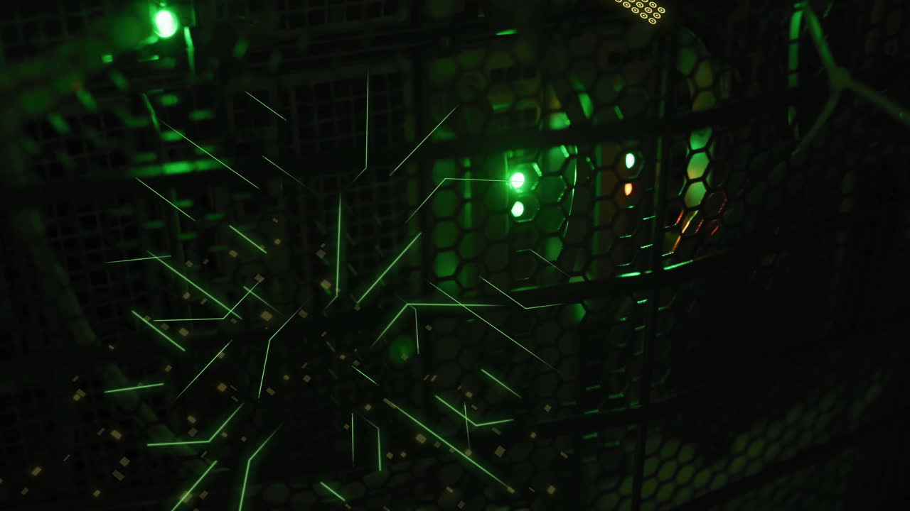 Animation of glowing network of connections on black background