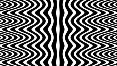 wave flow digital pattern, rotating optical illusion, black and white animated video background