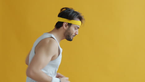 man running in profile view