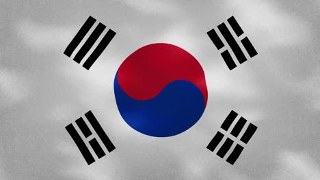 south korea dense flag fabric wavers, background loop