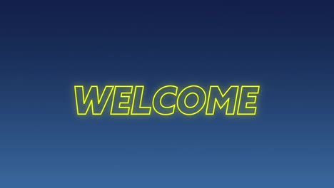 animation of welcome text against blue background