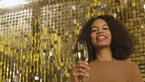 happy woman with champagne glass