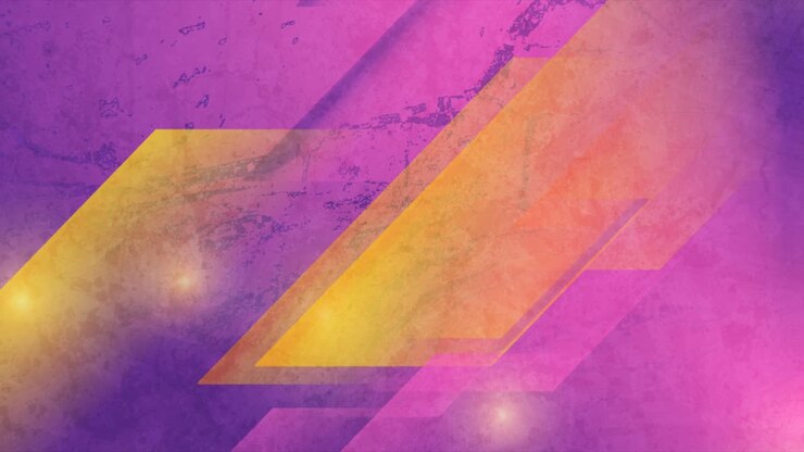 Sfondo astratto in movimento, geometrico e tecnologico, stile grunge, viola e arancione.