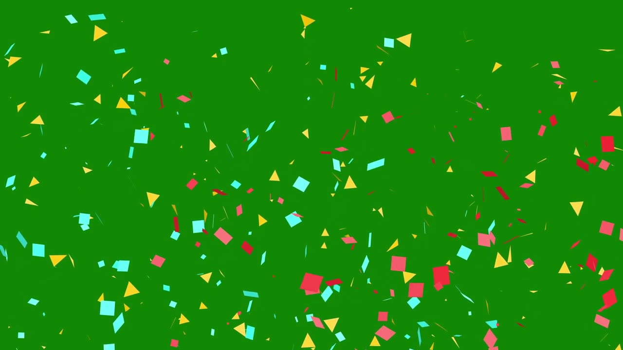 Coriandoli colorati che cadono su sfondo green screen