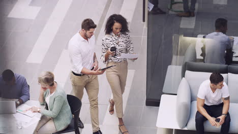 high angle a group of businesspeople having